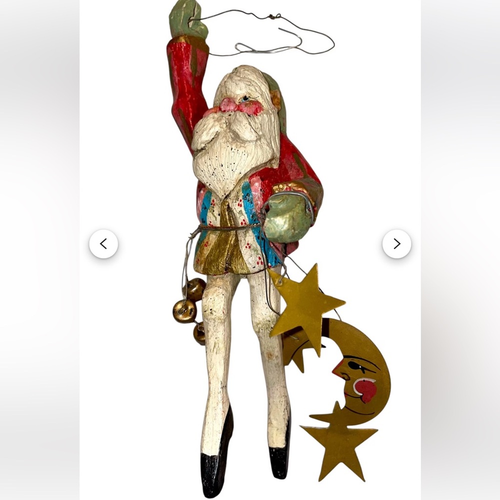 Vintage House of Hatten Santa Claus Ornament Pixie Elf Moon & Stars